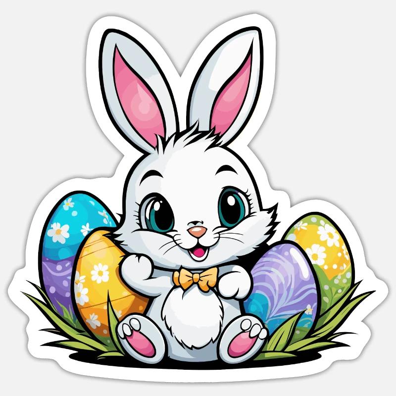Easter Bunny Easter Illustration - Sticker size S (10 x 10 cm) - white matte