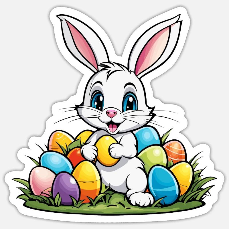 Easter Bunny Easter Illustration - Sticker size S (10 x 10 cm) - white matte