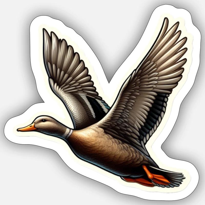 Flying duck Sticker Größe S (10 x 10 cm)