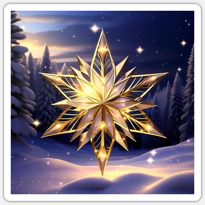 Belle étoile de Noël - Sticker taille S (10 x 10 cm) - blanc mat