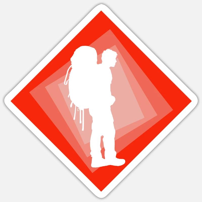 Backpacker Rucksack Pilger - Sticker Größe S (10 x 10 cm) - Mattweiß