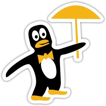 Pinguin mit Schirm in Deinen Wunschfarben - Sticker Größe S (10 x 10 cm) - Mattweiß - Vorne