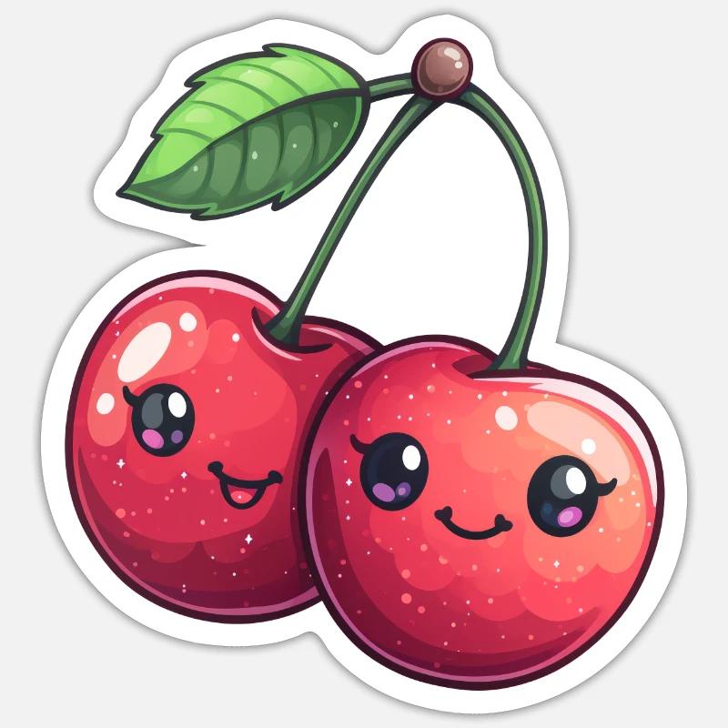 Verspielte Kirsche - Sticker Größe S (10 x 10 cm) - Mattweiß