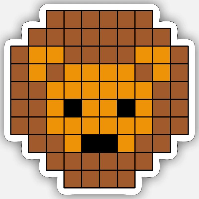 Löwe Pixel-Art - Sticker Größe S (10 x 10 cm) - Mattweiß