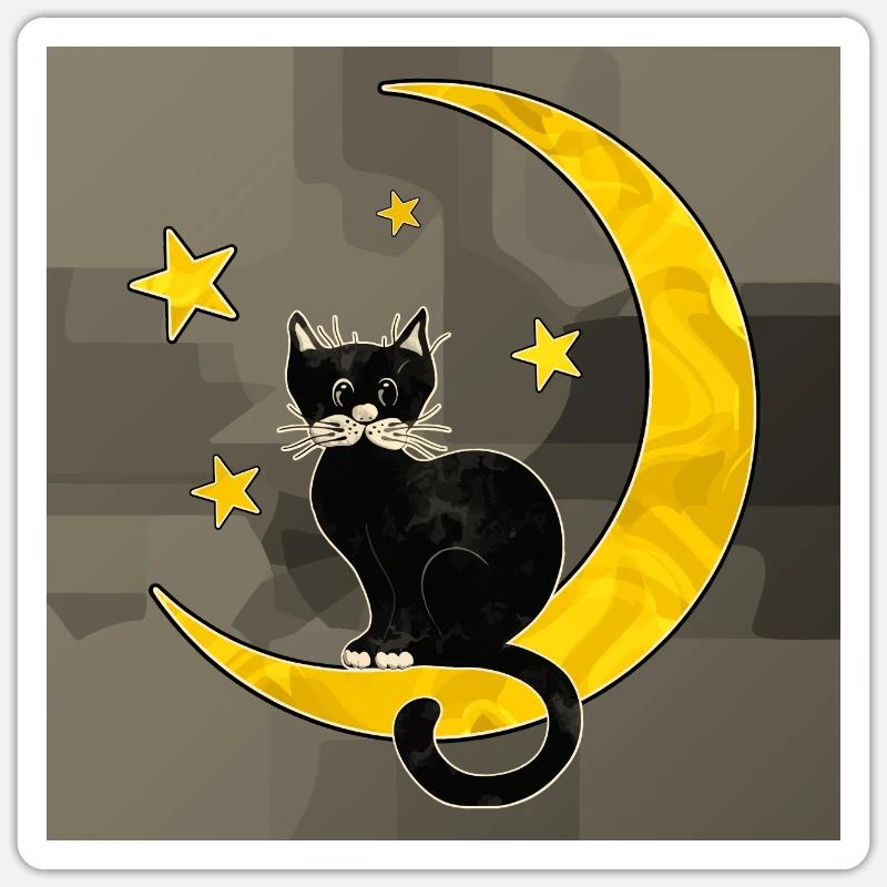 Chat - Sticker taille S (10 x 10 cm) - blanc mat