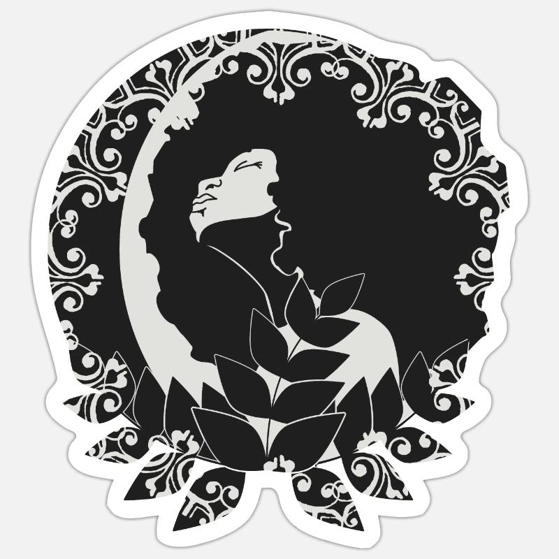 Femme Lune - Sticker taille S (10 x 10 cm) - blanc mat
