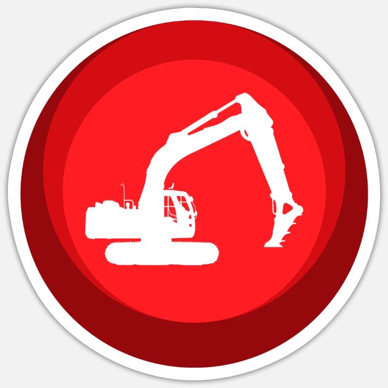 Baustelle Baggerfahrerin Bagger - Sticker Größe S (10 x 10 cm) - Mattweiß