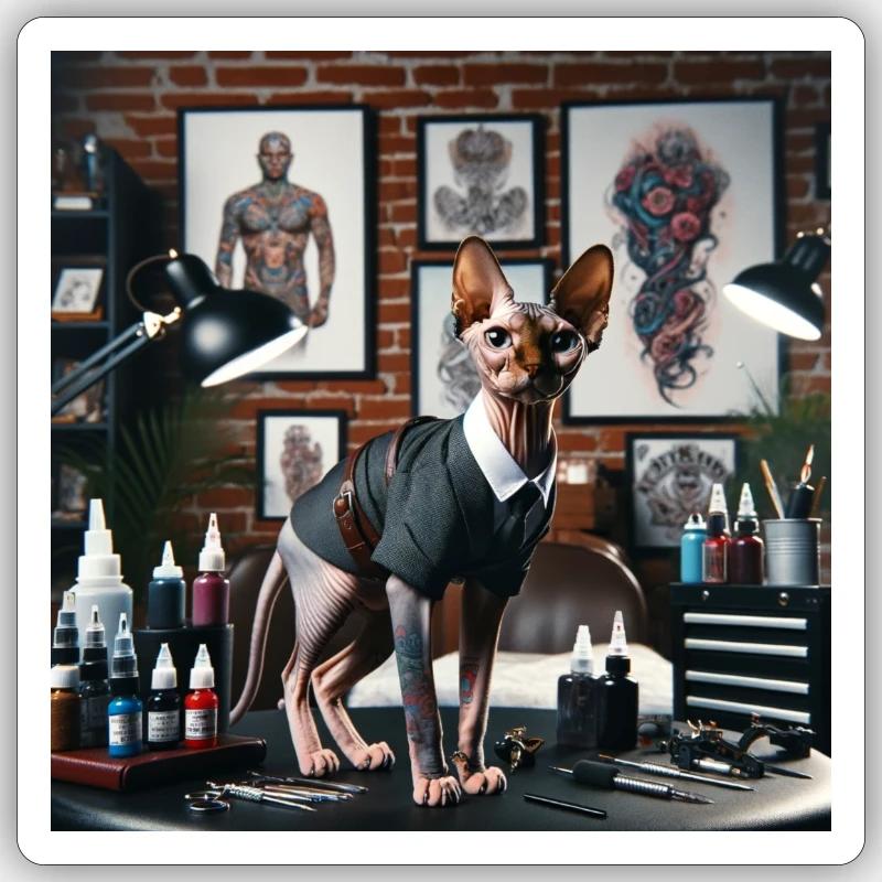 Cat Sphynx Tattoo Sticker size S (10 x 10 cm)