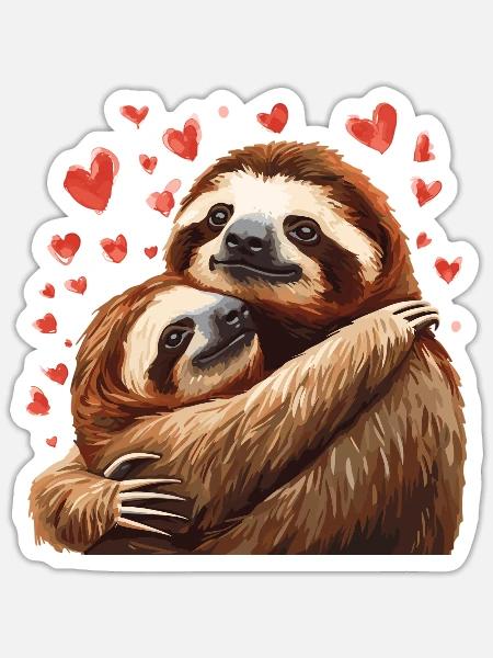 True love Faultiere - Sticker Größe S (10 x 10 cm) - Mattweiß