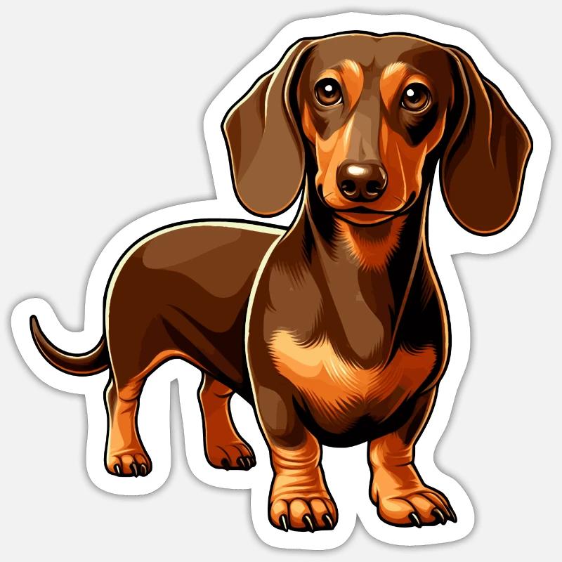 Brauner Dackel - Sticker Größe S (10 x 10 cm) - Mattweiß