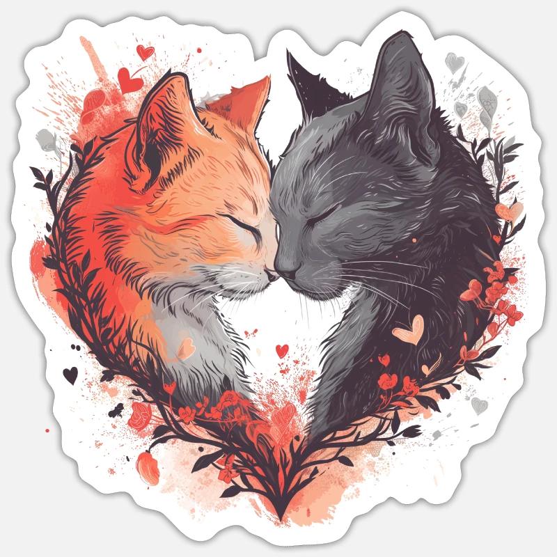 True love Katzen - Sticker Größe S (10 x 10 cm) - Mattweiß