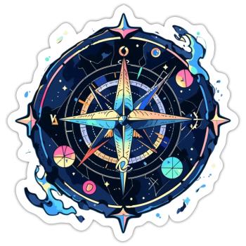 Boussole - Sticker taille S (10 x 10 cm) - blanc mat - Devant