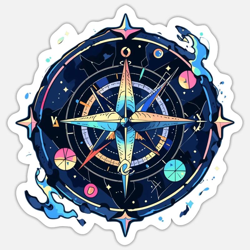 Compass - Sticker size S (10 x 10 cm) - white matte