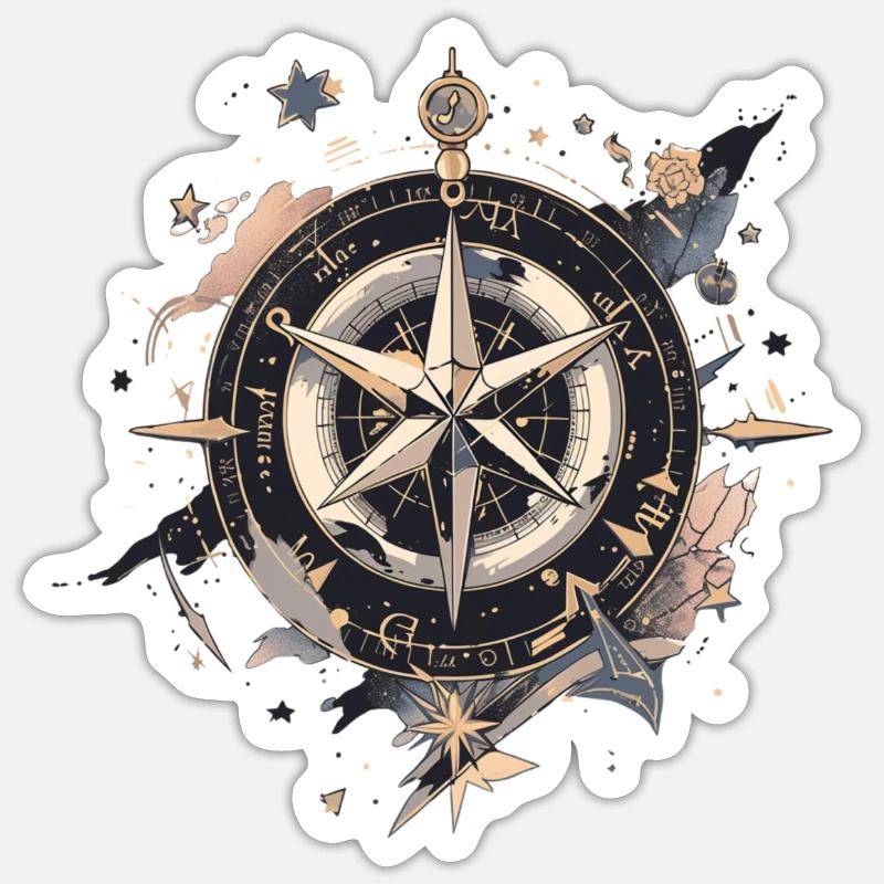 Compass - Sticker size S (10 x 10 cm) - white matte
