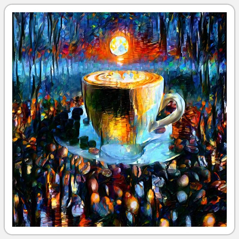 Vincent Van Coffee - Sticker size S (10 x 10 cm) - white matte