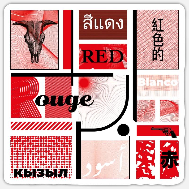 #5 Rouge - Sticker taille S (10 x 10 cm) - blanc mat
