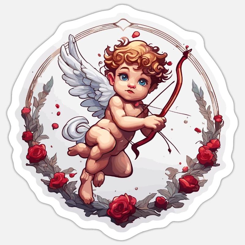 Cupidon / Amour / Flèche / Coeur / Saint Valentin Sticker taille S (10 x 10 cm)