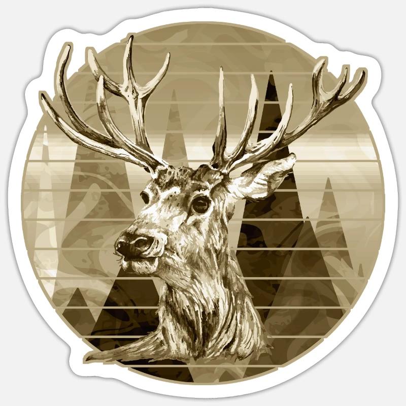 Hirsch - Sticker Größe S (10 x 10 cm) - Mattweiß