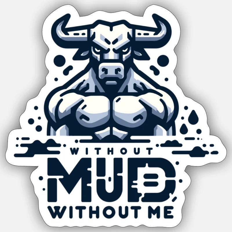 Without Mud Without Me Stier - Sticker Größe S (10 x 10 cm) - Mattweiß