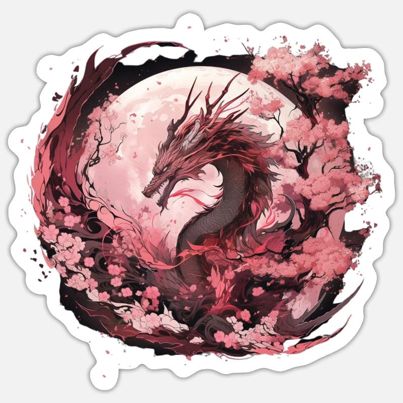 Drache - Sticker Größe S (10 x 10 cm) - Mattweiß