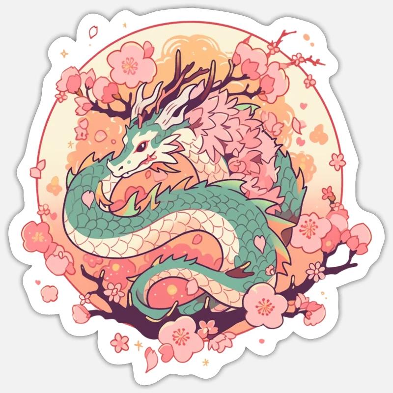 Drache - Sticker Größe S (10 x 10 cm) - Mattweiß