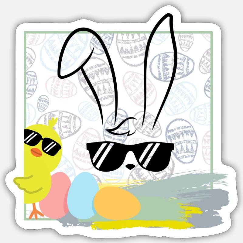 cool easter bunny with sunglasses easter easter eggs Sticker size S (10 x 10 cm)