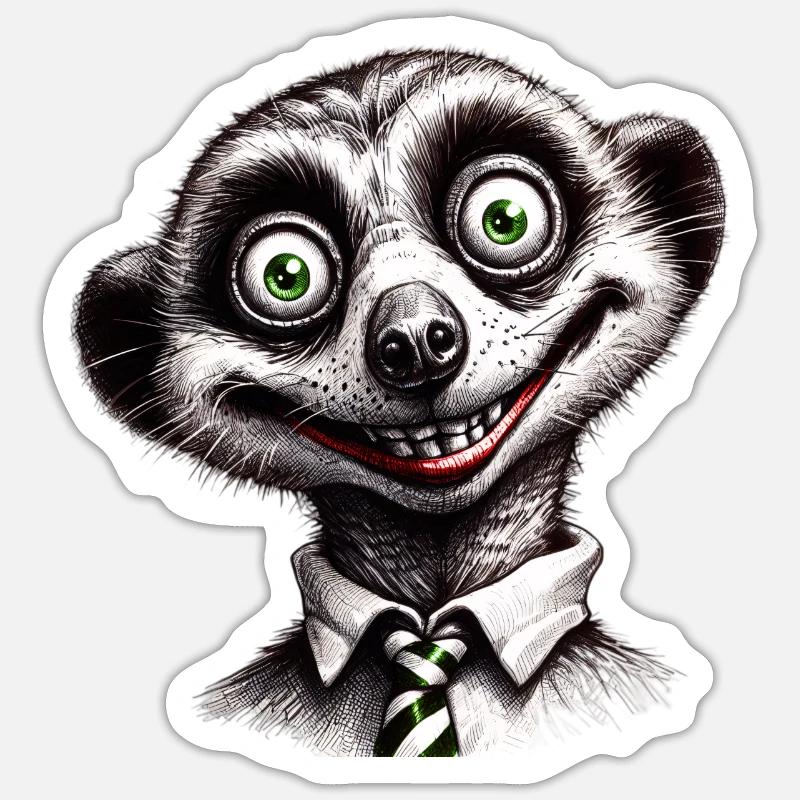 Suricate heureux - Sticker taille S (10 x 10 cm) - blanc mat