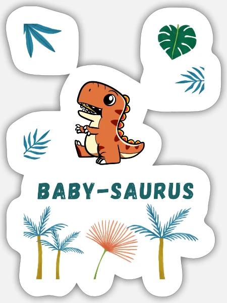 BABY-SAURUS (FAMILIEN SET) - Sticker Größe S (10 x 10 cm) - Mattweiß