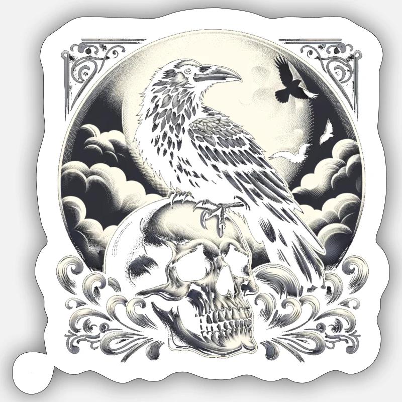 Éclipse du corvidé - Sticker taille S (10 x 10 cm) - blanc mat