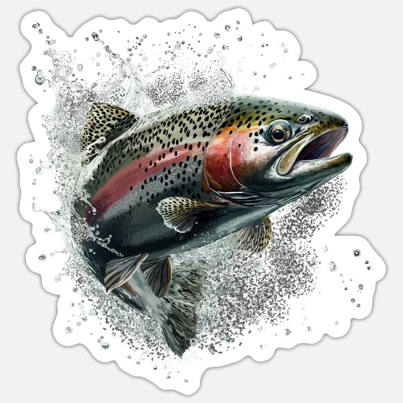 Forelle - Sticker Größe S (10 x 10 cm) - Mattweiß