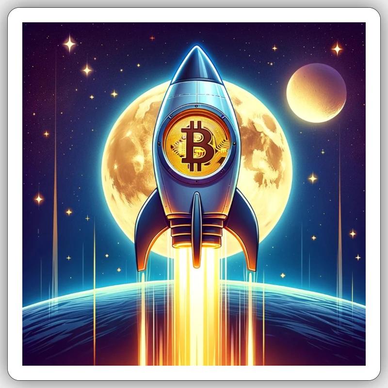 Bitcoin moon rocket Sticker Größe S (10 x 10 cm)