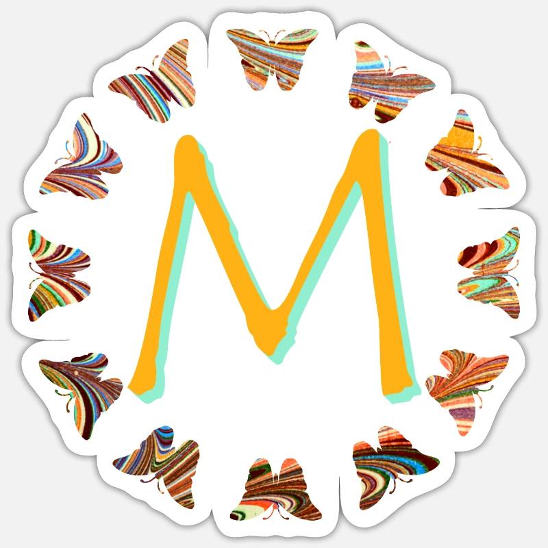 schmetterlinge e 56 m - Sticker Größe S (10 x 10 cm) - Mattweiß
