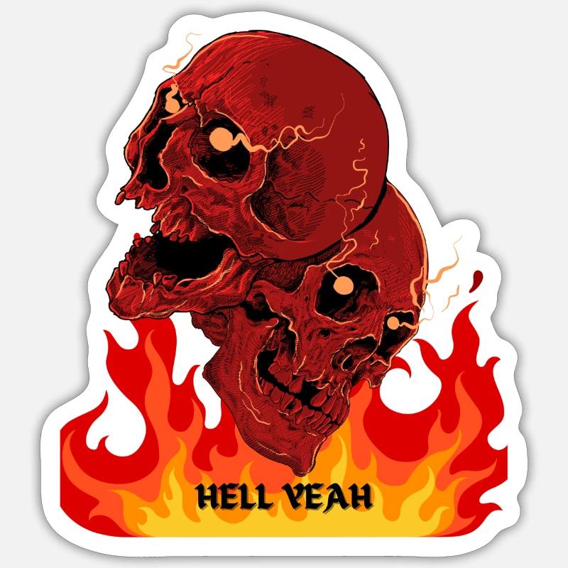 Skull, Fire, and Hell Yeah Ignition T-Shirt Sticker size S (10 x 10 cm)