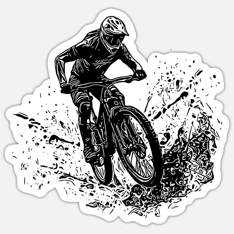 Mountain Biker Mud Splash Downhill - Sticker size S (10 x 10 cm) - white matte