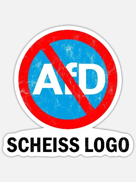 ANTI AFD STICKER, SCHEISS LOGO - Sticker Größe S (10 x 10 cm) - Mattweiß