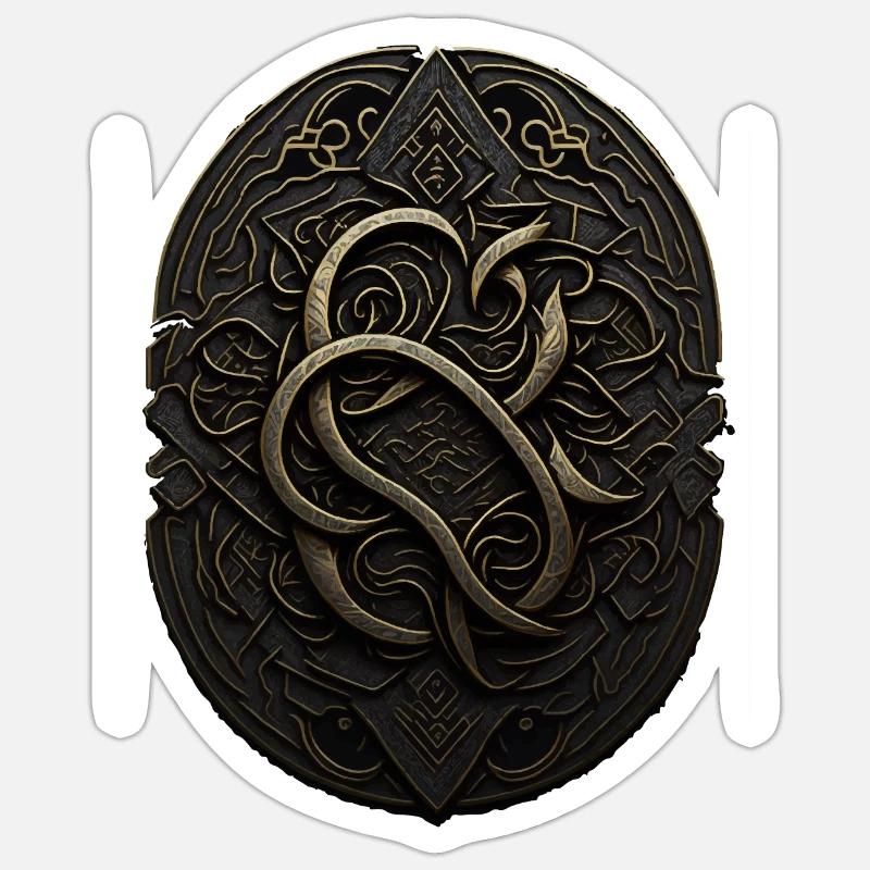 Maya Schwarz-Gold-Monogramm - Sticker Größe S (10 x 10 cm) - Mattweiß