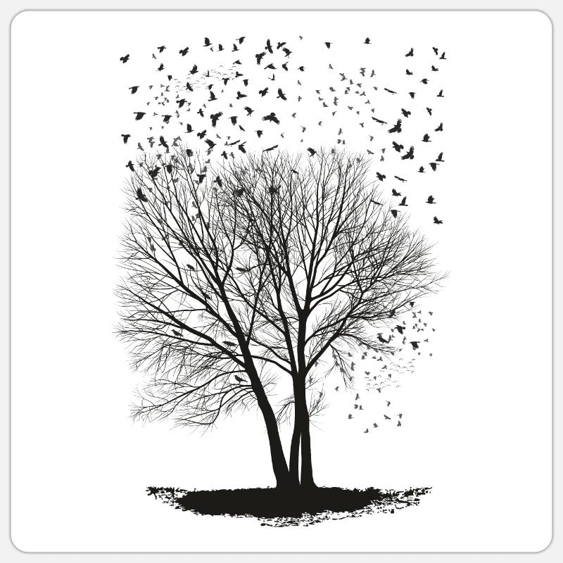 Ravens on a Poplar trees2 Sticker Größe S (10 x 10 cm)