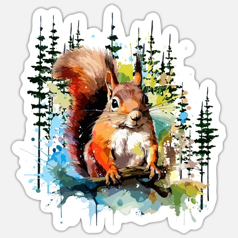 Ecureuil - Sticker taille S (10 x 10 cm) - blanc mat