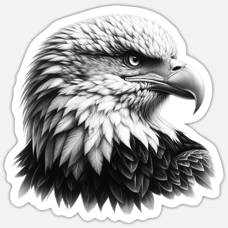Pygargue à tête blanche - Sticker taille S (10 x 10 cm) - blanc mat