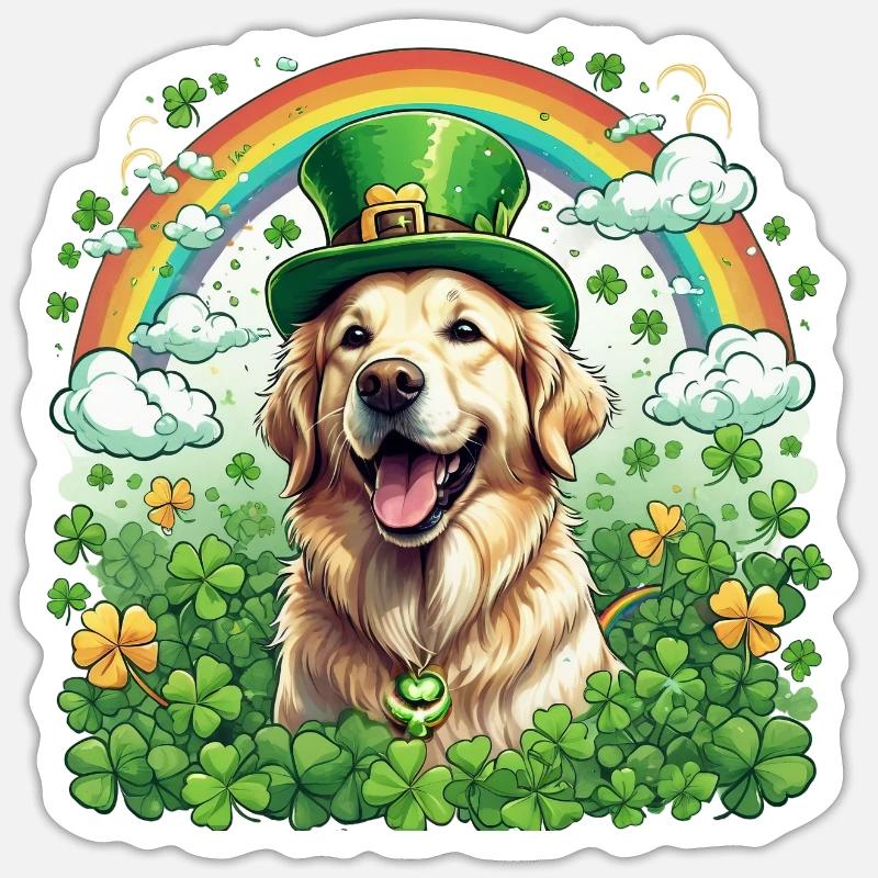 Chapeau vert et trèfle I Or de la Saint-Patrick Sticker taille S (10 x 10 cm)