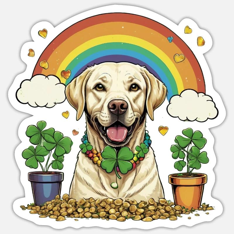 Clover St. Patrick's Day Labrador - Sticker Größe S (10 x 10 cm) - Mattweiß