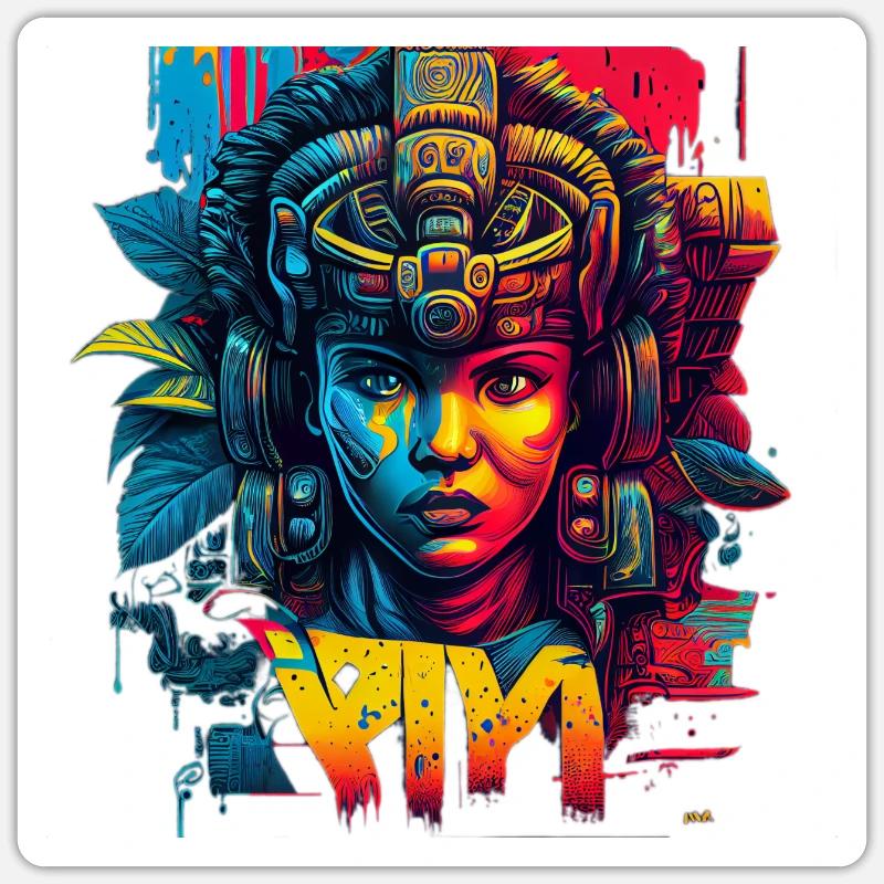 Graffiti-inspired Mayan Kin Comic Style Sticker size S (10 x 10 cm)