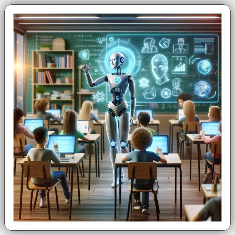 L’IA dans l’éducation - Sticker taille S (10 x 10 cm) - blanc mat