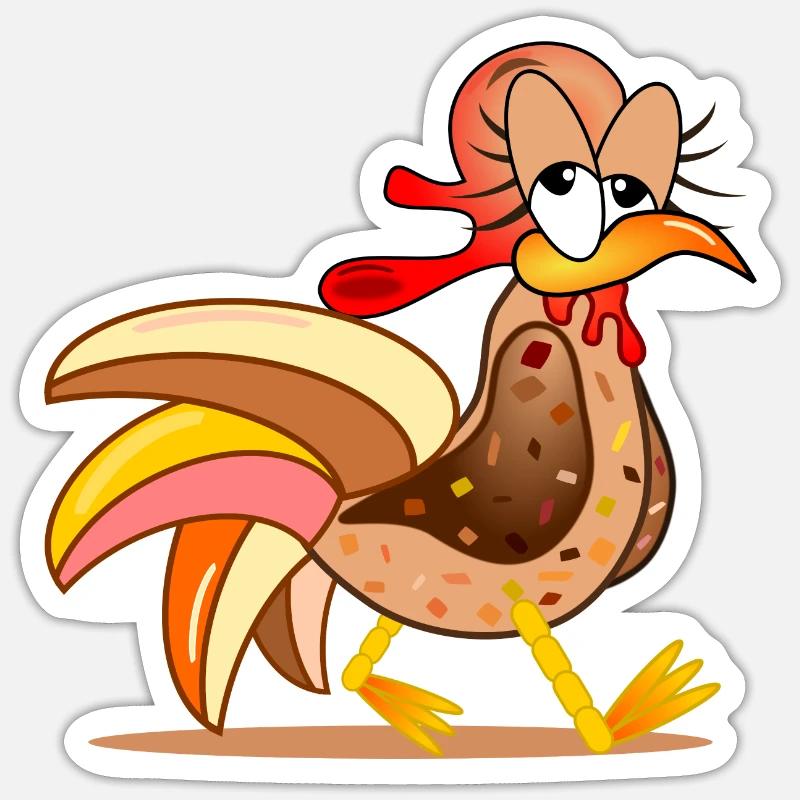 HÜHNERSTALL HÜHNER COMIC Sticker Größe S (10 x 10 cm)