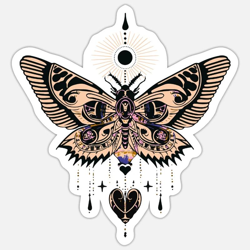 Mystical Moth and Celestial Aura Design - Sticker size S (10 x 10 cm) - white matte