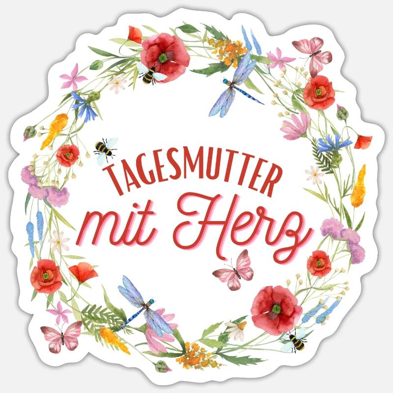 Tagesmutter mit Herz Kindergartenabschied Sticker Größe S (10 x 10 cm)