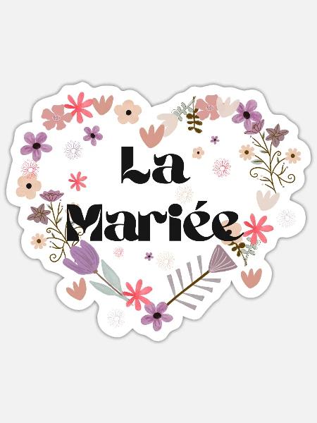 Das Blumenherz der Braut - Sticker Größe S (10 x 10 cm) - Mattweiß