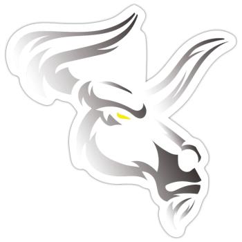 Stier Stierkopf Kopf Logo Steak Beast Gym Horn - Sticker Größe S (10 x 10 cm) - Mattweiß - Vorne