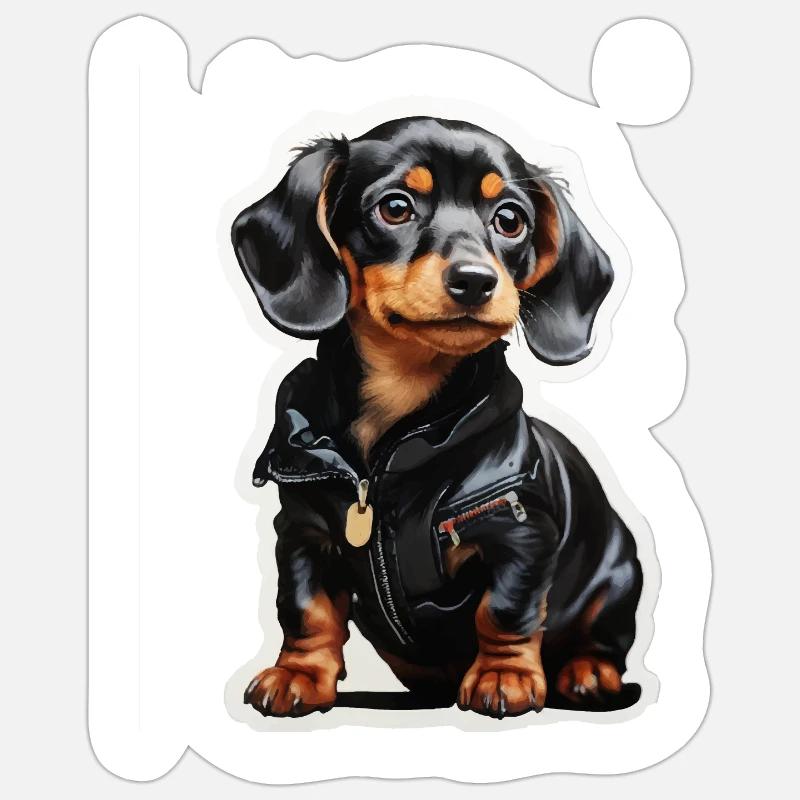 Teckel - Sticker taille S (10 x 10 cm) - blanc mat