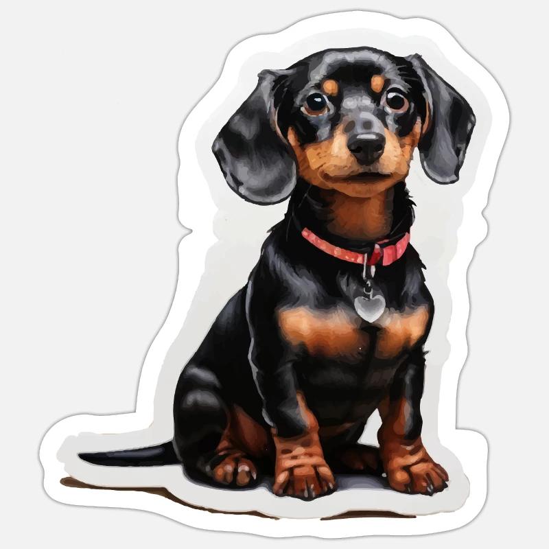 Dackel - Sticker Größe S (10 x 10 cm) - Mattweiß